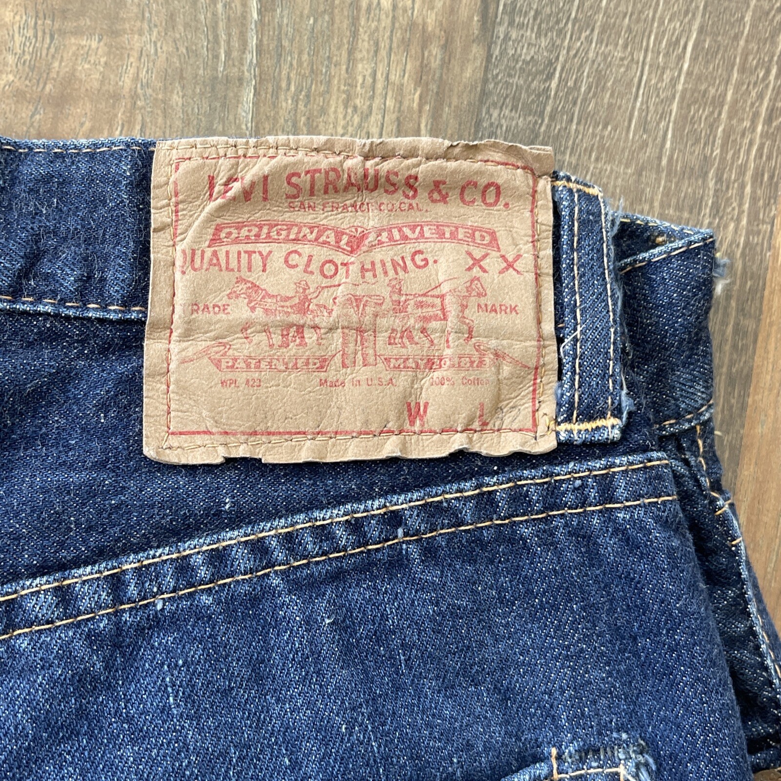Levi's 502 0117 Selvedge Big E Jeans actual fit W28 L27.5 Indigo Vintage 60s image 7