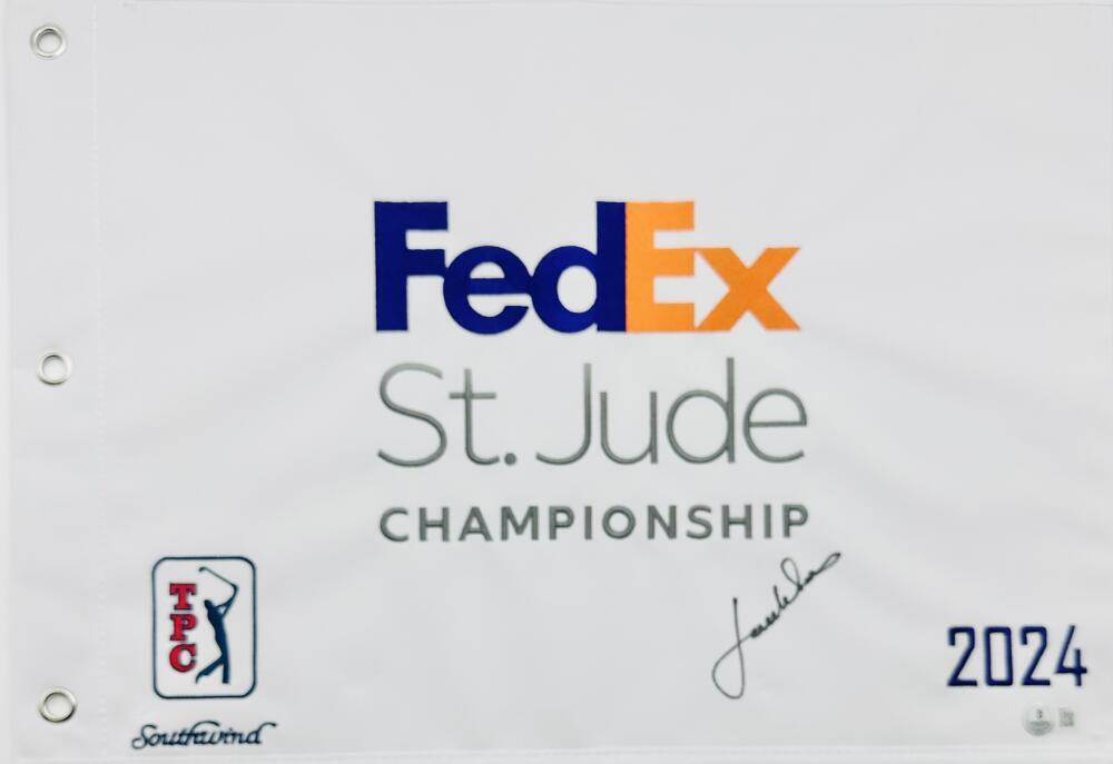 JORDAN SPIETH Autographed Signed 2024 FEDEX ST JUDE CHAMPIONSHIP GOLF PIN FLAG BAS J771 