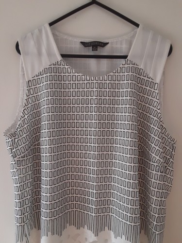 LIZ JORDAN Top Womens Size Medium White Embroidered Sleeveless Shirt Lined - Picture 8 of 16