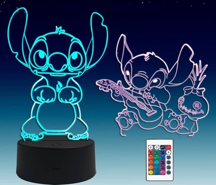Lampe LED Stitch veilleuse 3D illusion tactile luminaire deco RVB multicolore