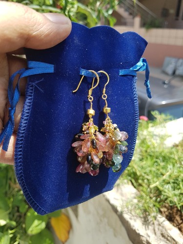 Pendientes Multi Turmalina Piedras Preciosas Plata de Ley 925 Hechos a Mano Joyería Regalo g55 - Imagen 10 de 14