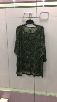 NWT Clara Sun Woo Women s Black/navy/Green Snakeskin Print Top. Sm,medium.