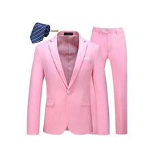 Mens Slim Fit 2 Piece Suit One Button Notch Lapel Tuxedo tie  Jacket  Pants 