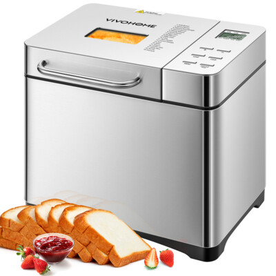 2.2LB 19-in-1 Bread Maker Automatic Compact Dough Machine Nonstick 3 Crust Color