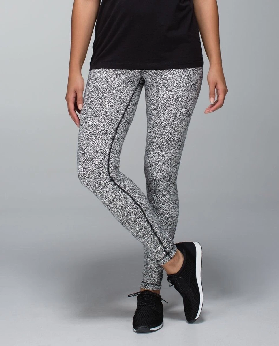 LULULEMON Wunder Under Legging Womens 4 Floral Black White M283