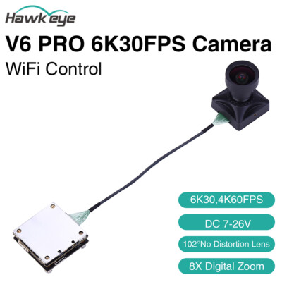 Hawkeye V6 PRO 6K Camera 1'' 20MP Camera WiFi control DC 7-26V 8X Digital zoom
