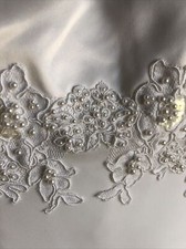 Gloria Vanderbilt Sleeveless Beaded Lace Wedding White Maxi Long Train Sz 8