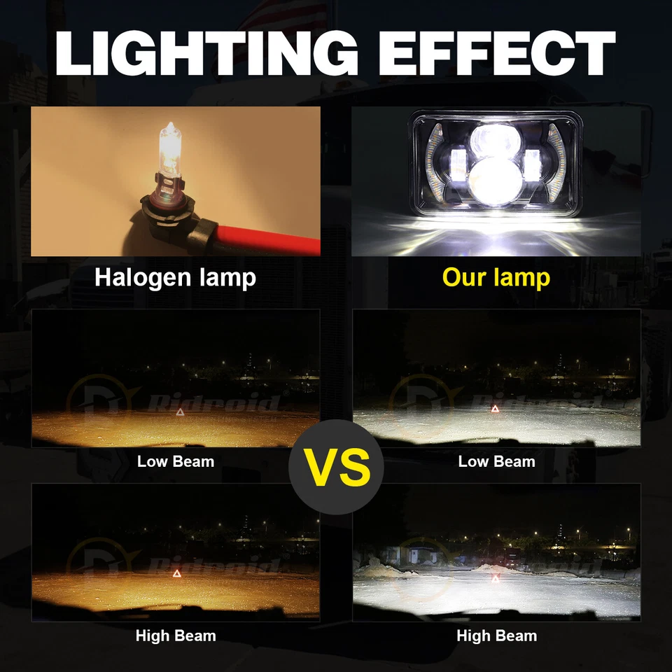 Faro LED 4x6" Halo DRL Hi-Lo haz sellado para Suzuki DRZ400SM DRZ400S DRZ250 Foto 3 de 4