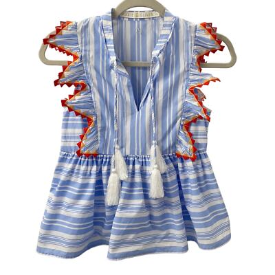 Marie Oliver XXS Becca Top Blue Stripe 100% Cotton Sleeveless