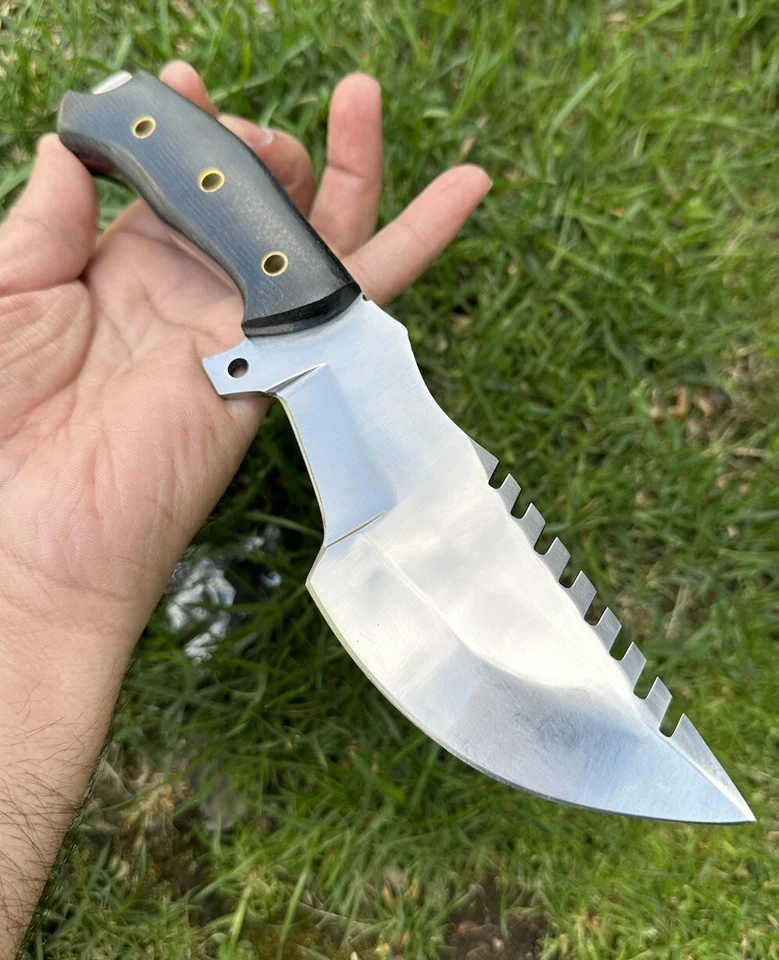 "Herramienta D2 hecha a mano acero caza hoja fija rastreador cuchillo funda EDC supervivencia 10""" Foto 2 de 4