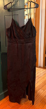 Size 14 Express Black Midi Dress - Sleeveless, Slit, Zip Up