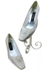 Stuart Weitzman Heels Cream Metallic Size 5 1/2 B Rhinestone NYE Wedding