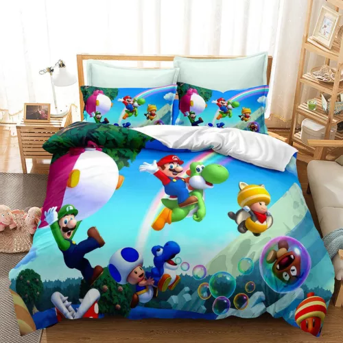 Super Mario Set Biancheria da Letto per Bambini 2/3 PZ Trapunta Copripiumino Dormitorio Singolo Matrimoniale King~ - Foto 14 di 39
