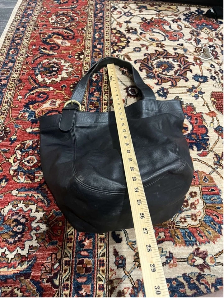 Vintage Coach 4082 Black Leather Tote Shoulder Bag Brass Buckle USA Made Read - Image 2 of 4