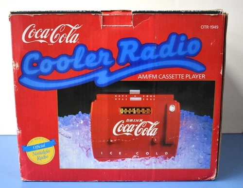 Vintage Coca Cola Cooler Radio AM/FM Cassette Player Untested W/manual OTR-1949