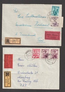 1950/1959 (2) Reko Express nach D und Tirol Trachtenbelege