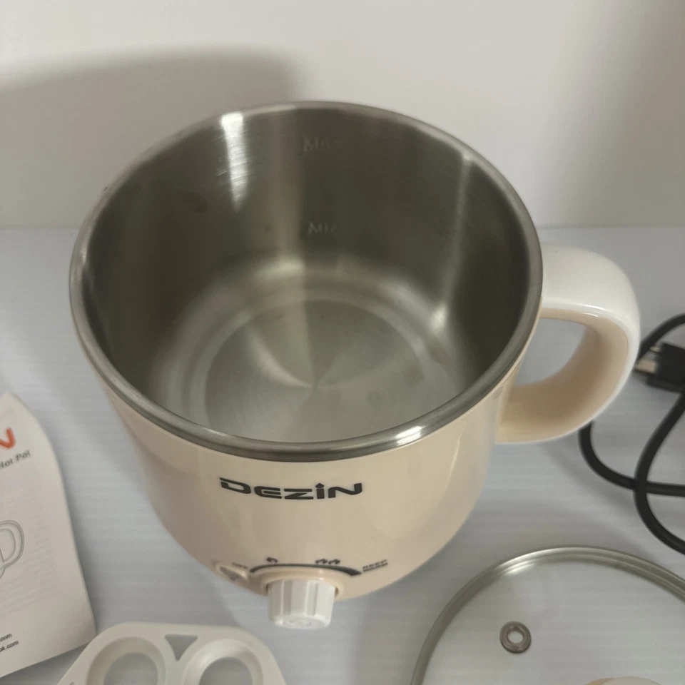 Dezin Electric Pot, 1.6L Ramen Cooker Stainless Steel - Beige - Image 3 of 4