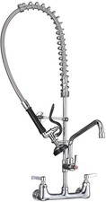 Commercial Sink Faucet with Pre Rinse Sprayer: 35"Height 8"Adjustable Center ...