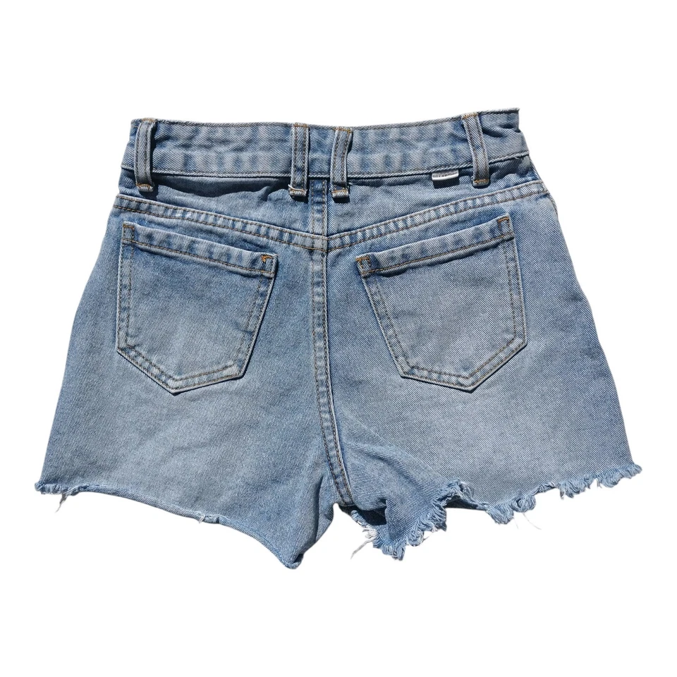 Pantalones cortos de mezclilla azul Billabong para niñas talla 8 dobladillo crudo 100 % algodón Foto 2 de 2