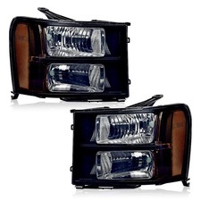 Headlight for GMC Sierra 1500 2007-2013 Smoke Lens Black Housing Amber Reflector