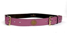 Lavender Leather Brass Filigree Belt Size 34 Med Upcycled By RK Double Buckle