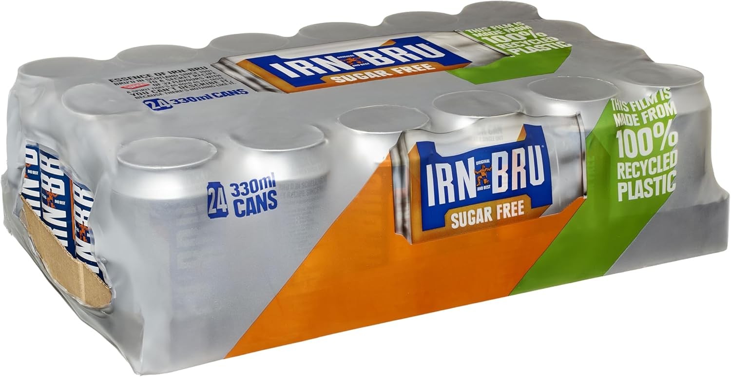 IRN-BRU Sugar-Free Diet, 24 Pack Zero No Sugar & Low Calorie Fizzy Drinks Multi