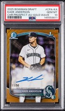 2025 BOWMAN DRAFT CHROME PROSPECT AUTOS GOLD WAVE KADE ANDERSON 11/50 PSA 10