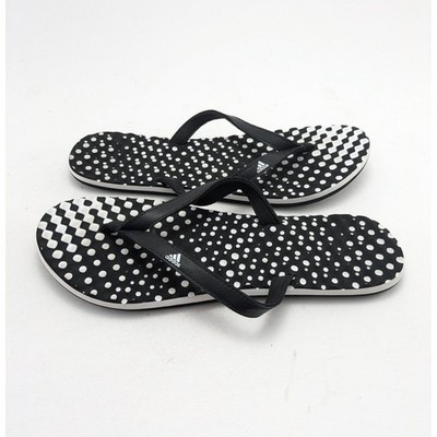 Womens Adidas Eezay Black White DOTS Flip Flop Thong Sandals B23738 Size 9