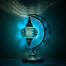 Asylove Turkish Moon Lamp Mosaic Moroccan Table Lighting Standing Turkish Lamp