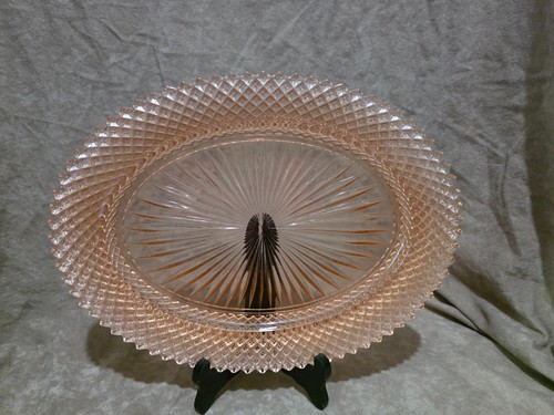 Pink Depression Glass Oval Serving Platter Miss America Anchor Hocking 12 x 9.5