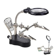 3.5X12X Helping Hands Soldering Station with LED Light Alligator Clips Black-3