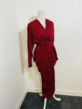 Droopy & Browns Angela Holmes Wool Burgundy Draped Vintage Dress size 10