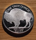 ONE Ounce Silver Buffalo Round, .999 pure silver coin animal & Native American,