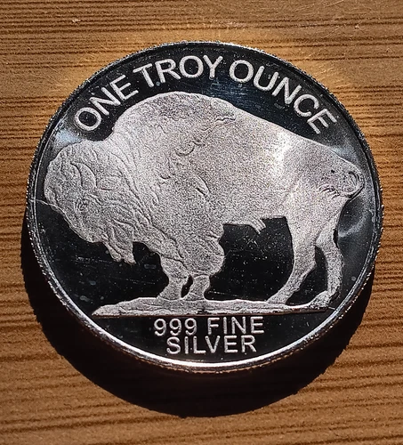 ONE Ounce Silver Buffalo Round, .999 pure silver coin animal & Native American,