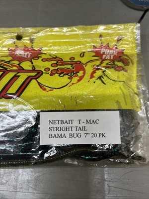 NetBait T-Mac 6.5'' STRAIGHT TAIL WORMS 20pk  BAMA BUG  WORM FAST SHIPPING