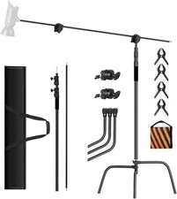 10.8ft/330cm Heavy Duty C Stand Stainless Steel Light Stand with Holding Arm 4.2