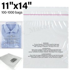 11x14 Clear Poly Bags with Suffocation Warning Resealable OPP Cello Merchandise