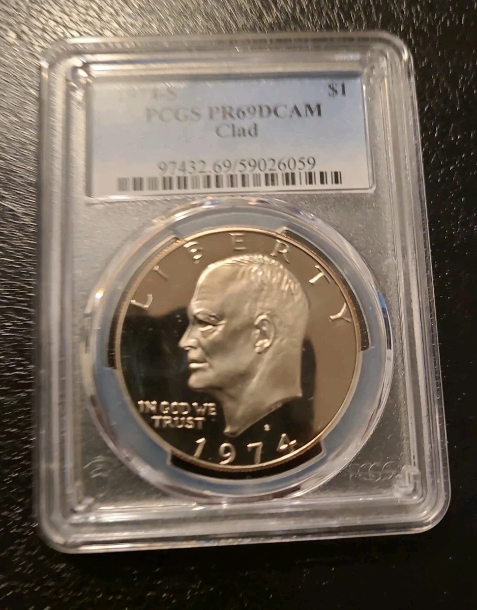 PCGS Certified PR 69 Graded 1974 Eisenhower Dollars (1971-1978