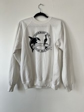 Vintage Cormorant Bay White Orcas Isle, WA Sweater Hanes Sz Large Made In USA