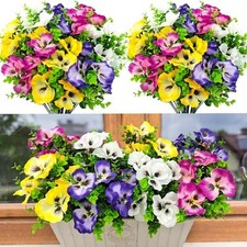 Pansies Artificial Flowers for Outdoors UV Resistant 8 Bundles Silk Pansy