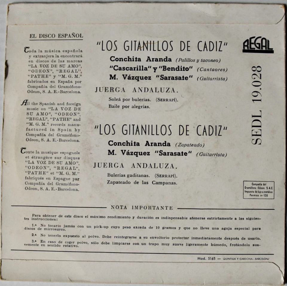 Los Gitanillos De Cádiz* – Juerga Andaluza - 7" Vinyl LP! Foto 2 de 2