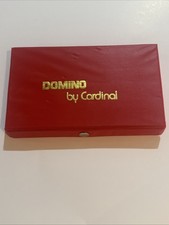 Vintage Domino Game by Cardinal Set of 28 Ivory Dominos in Red Snap Vinyl Case 