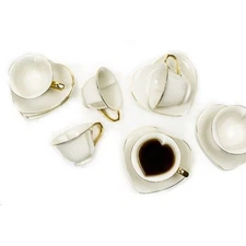 New Cream 6.5 oz Inside Out Heart 11pcs Tea Cup & Saucer Set (missing tea cup) 