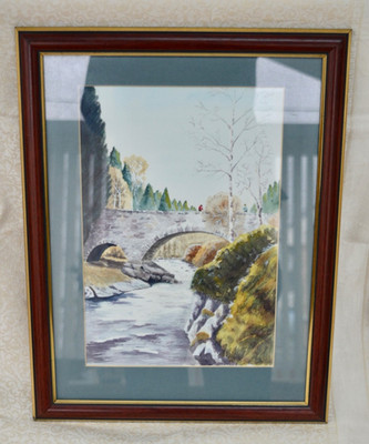 ORIGINAL AQUARELL: THE FESHIE BRIDGE, GLEN FESHIE - ANTHONY PRATT 22 x 32 CM