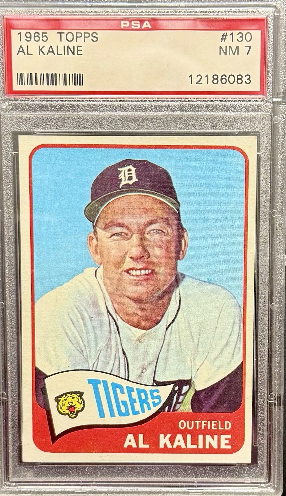 1965 Al Kaline Topps Baseball #130 Detroit Tigers PSA Near Mint 7 HOF
