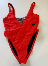 Nike One Piece Swimsuit Womens Large Neon Red Strappy Back Cutout Athletic Swim