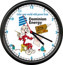 Reddy Kilowatt Electrician Virginia Dominion Energy Power Co. Sign Wall Clock