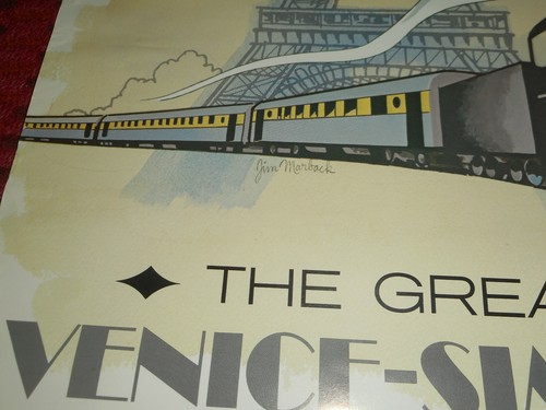 La Grande Venezia Sempione Orient Express Poster Jim Marbeck RARO Riproduzione - Foto 7 di 12