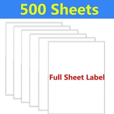500 Full Sheet 8.5" x 11" Shipping Mail Labels Self Adhesive for Laser & InkJet