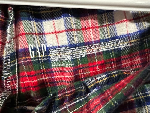 gap flannel pj set ivory plaid size small . used once still look like new - Picture 6 of 8